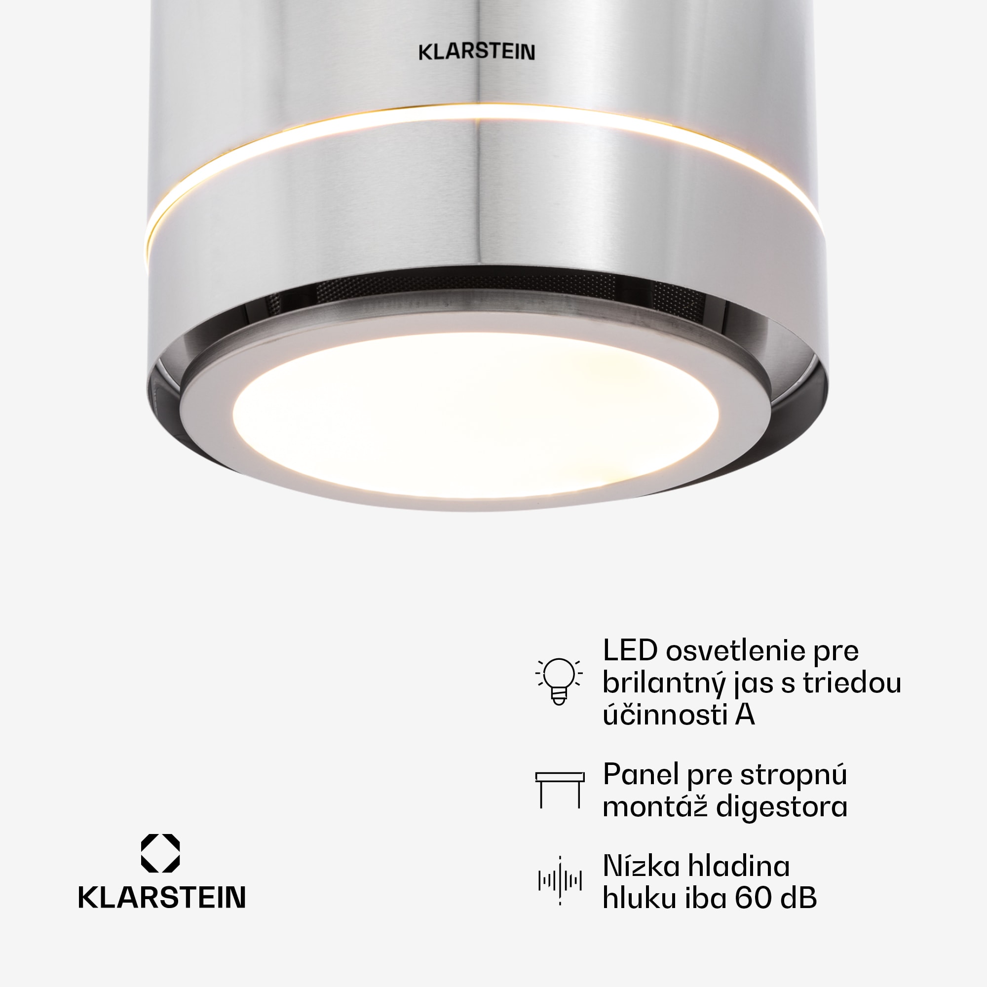 Klarstein Tron Ambience, digestor, 38 cm, ostrovčekový, 540 m³/h, LED, nehrdzavejúca oceľ – Obrázok 5