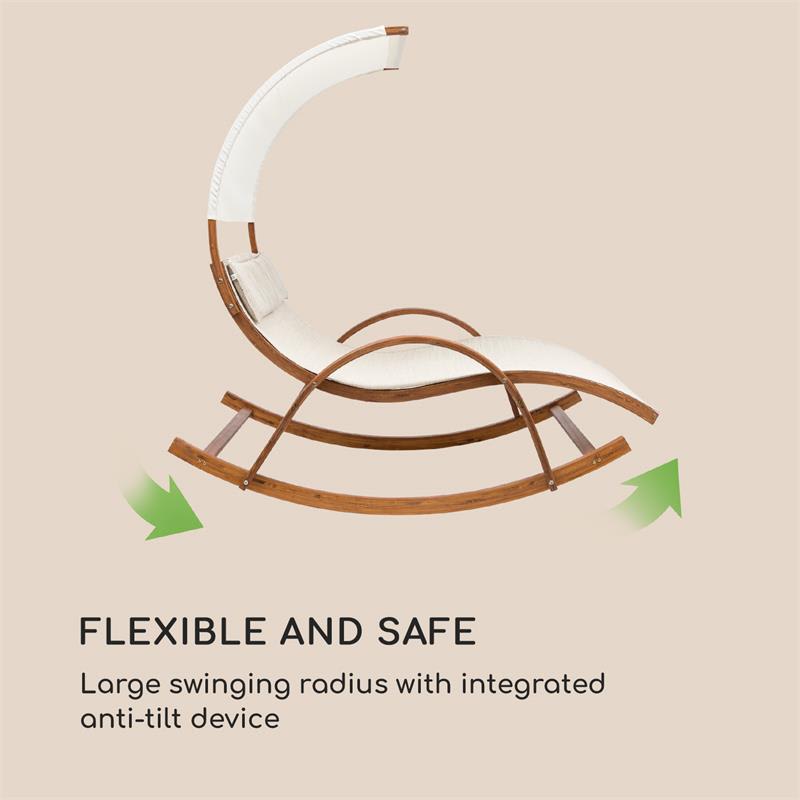 Blumfeldt Mauritius, hojdacie ležadlo, so strieškou, ComfortMesh, 180 kg max., vodovzdorné, krémové – Obrázok 2