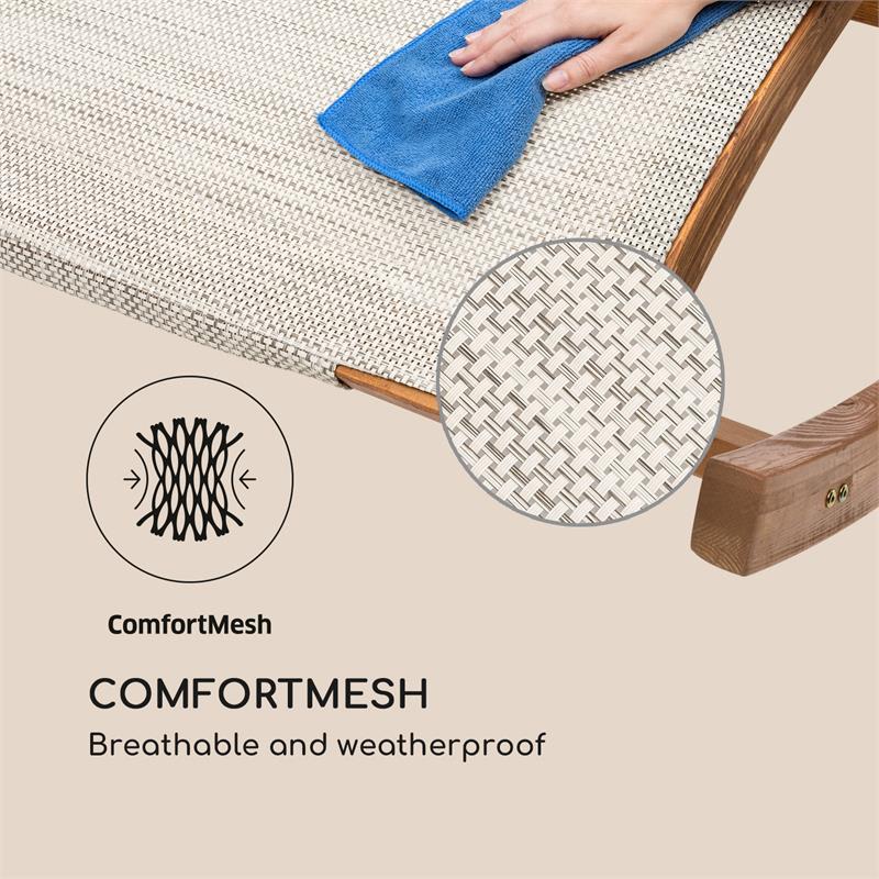 Blumfeldt Mauritius, hojdacie ležadlo, so strieškou, ComfortMesh, 180 kg max., vodovzdorné, krémové – Obrázok 3