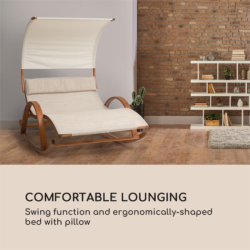 Blumfeldt Mauritius, hojdacie ležadlo, so strieškou, ComfortMesh, 180 kg max., vodovzdorné, krémové – Obrázok 4