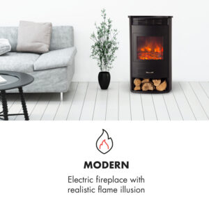Klarstein Bormio, elektrický krb, 950/1800 W, termostat, týždenný časovač, čierny