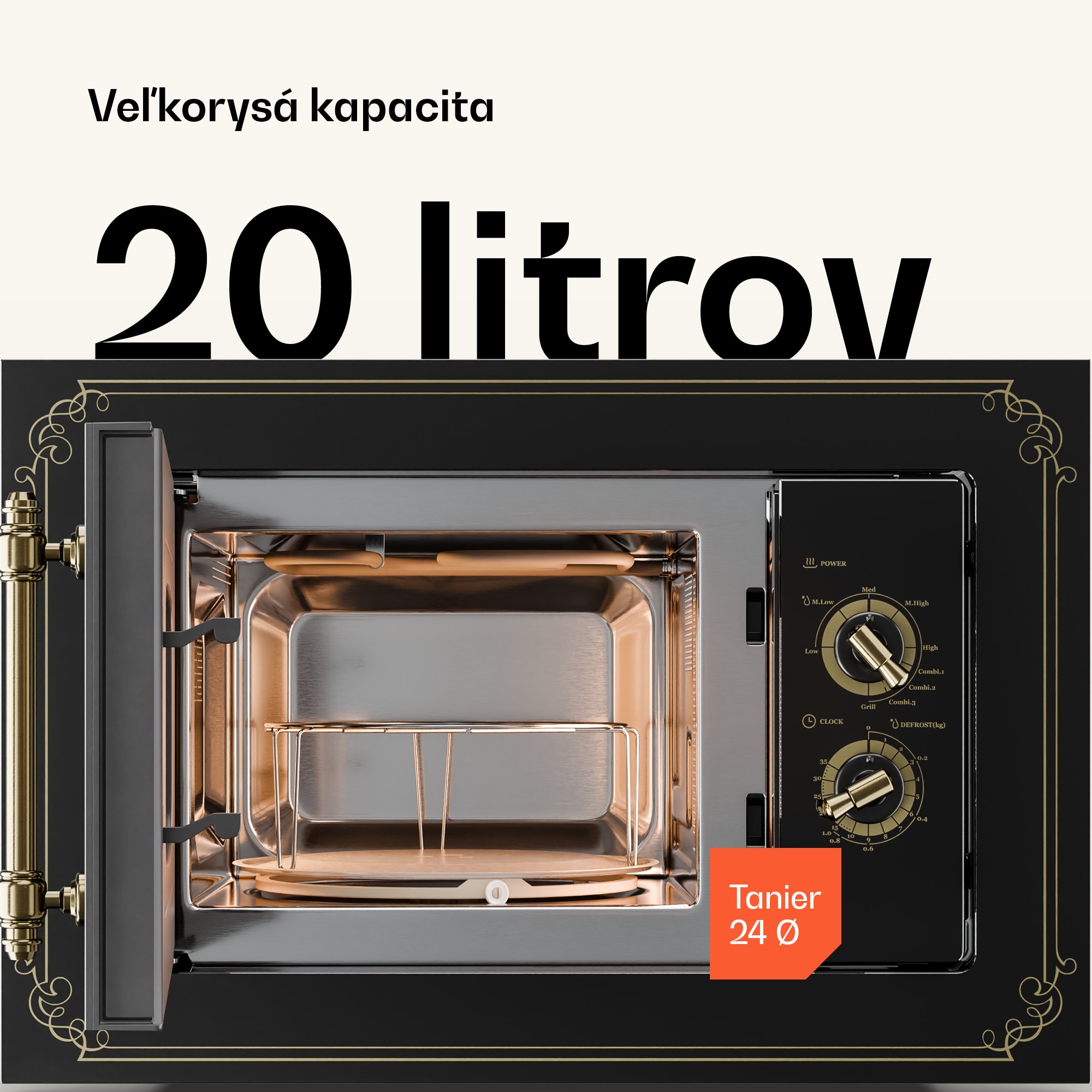 Klarstein Victoria 20, vstavaná mikrovlnná rúra, 20 l, 800 W, gril: 1000 W, čierna – Obrázok 3