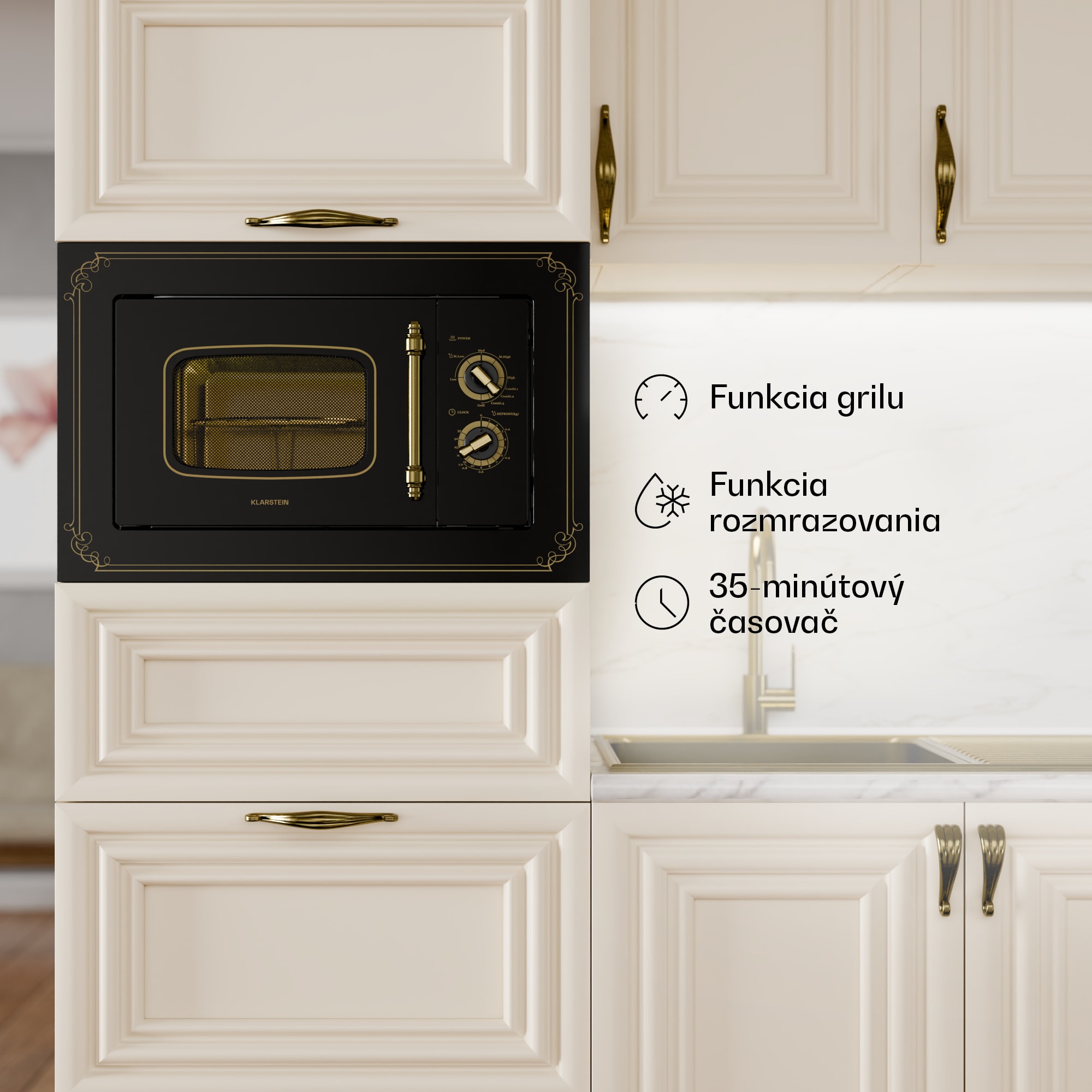 Klarstein Victoria 20, vstavaná mikrovlnná rúra, 20 l, 800 W, gril: 1000 W, čierna – Obrázok 5