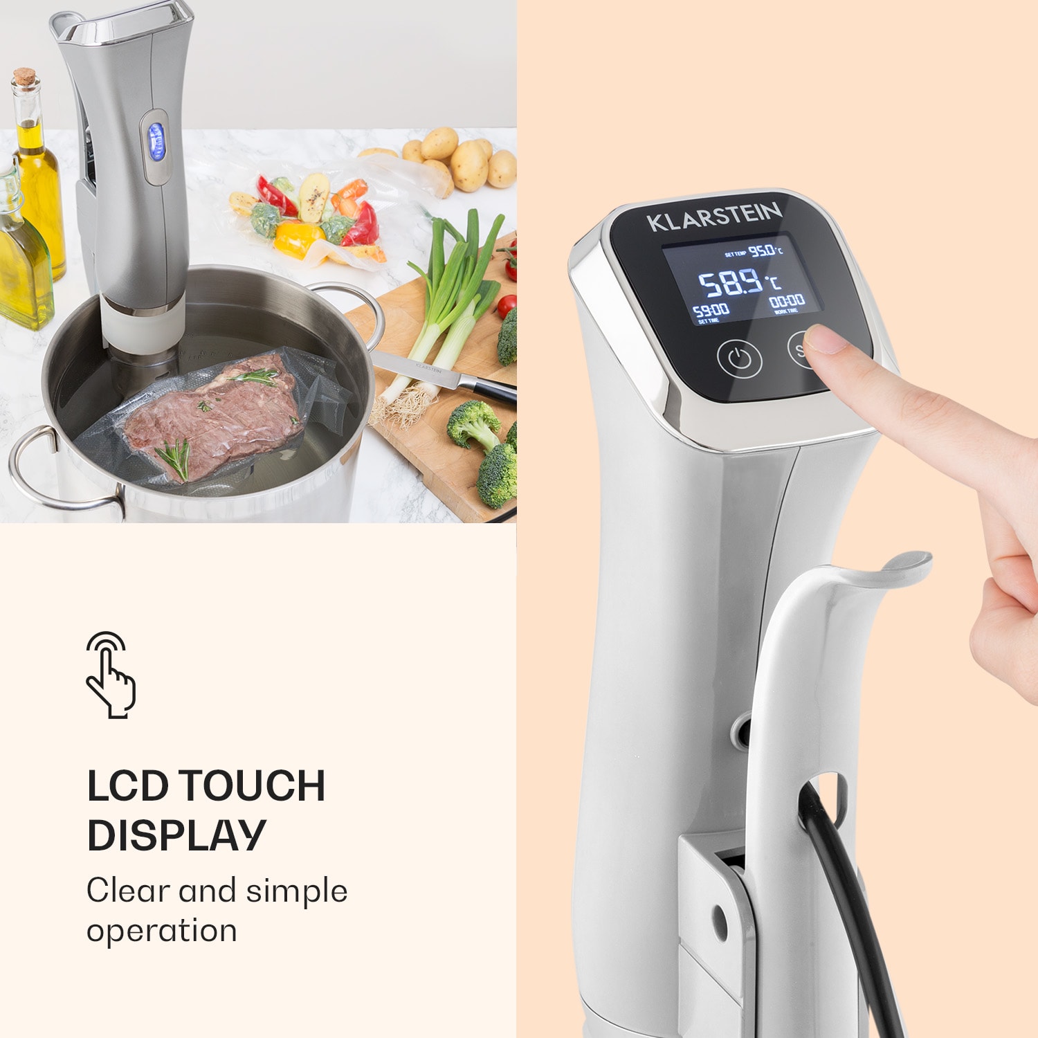 Klarstein Quickstick, Sous Vide varič, 20 l, termostat, cirkulačné čerpadlo, nehrdzavejúca oceľ – Obrázok 3