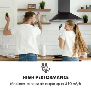 Klarstein Zugspitze 60, digestor, 60 cm, nástenný, 310 m³/h, LED, čierny