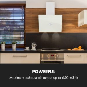 Klarstein Annabelle 60, digestor, 60 cm, nástenný, 595 m³/h, dotykový panel, sklo, biely