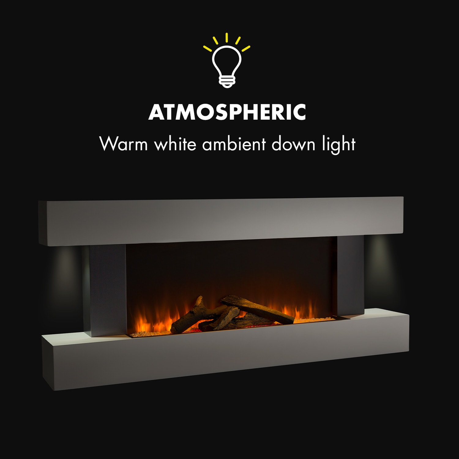 Klarstein Studio Light & Fire 1, elektrický krb, 1000/2000 W, MDF, diaľkové ovládanie, biely – Obrázok 4