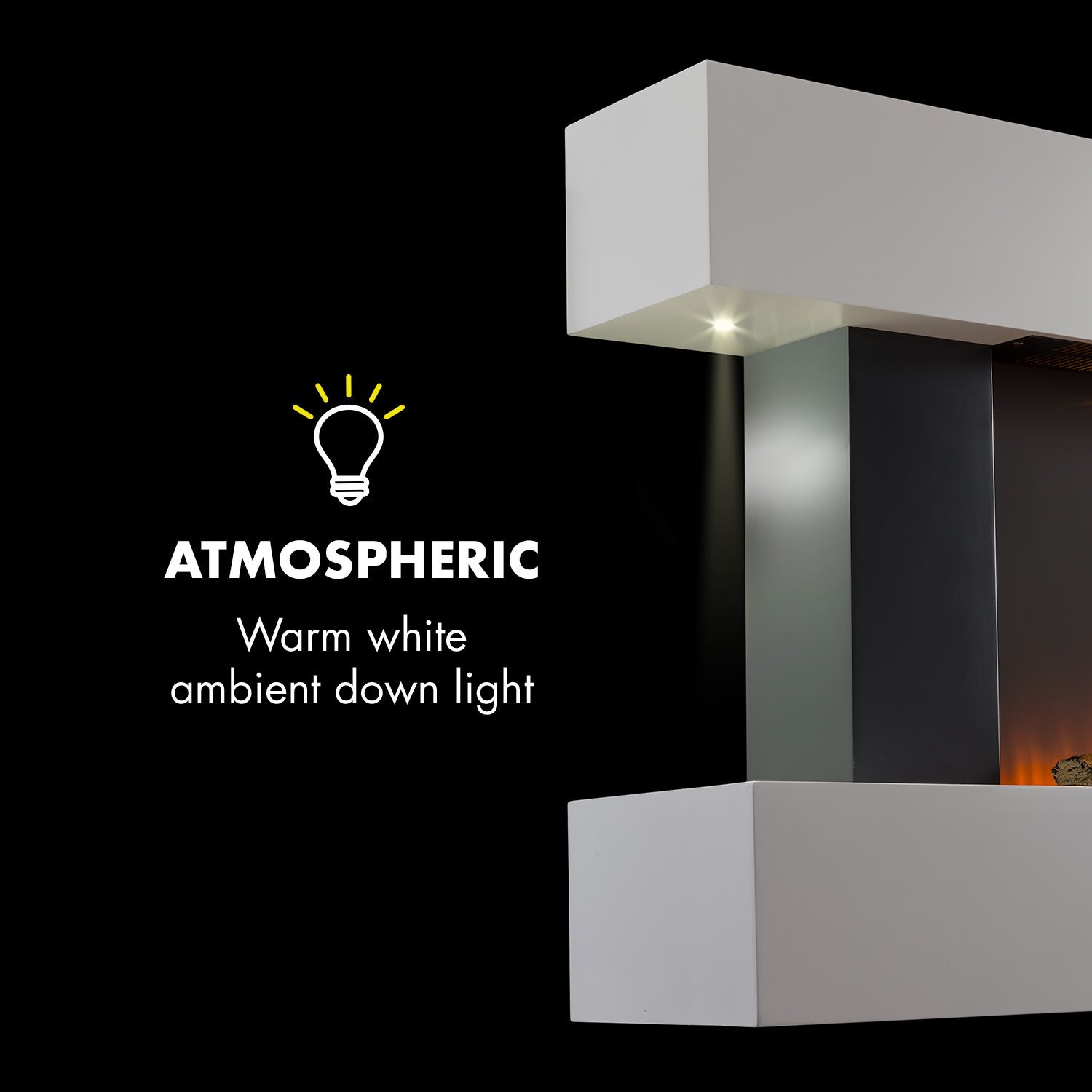 Klarstein Studio Light & Fire 2, elektrický krb, 1000/2000 W, MDF, diaľkové ovládanie, biely – Obrázok 4