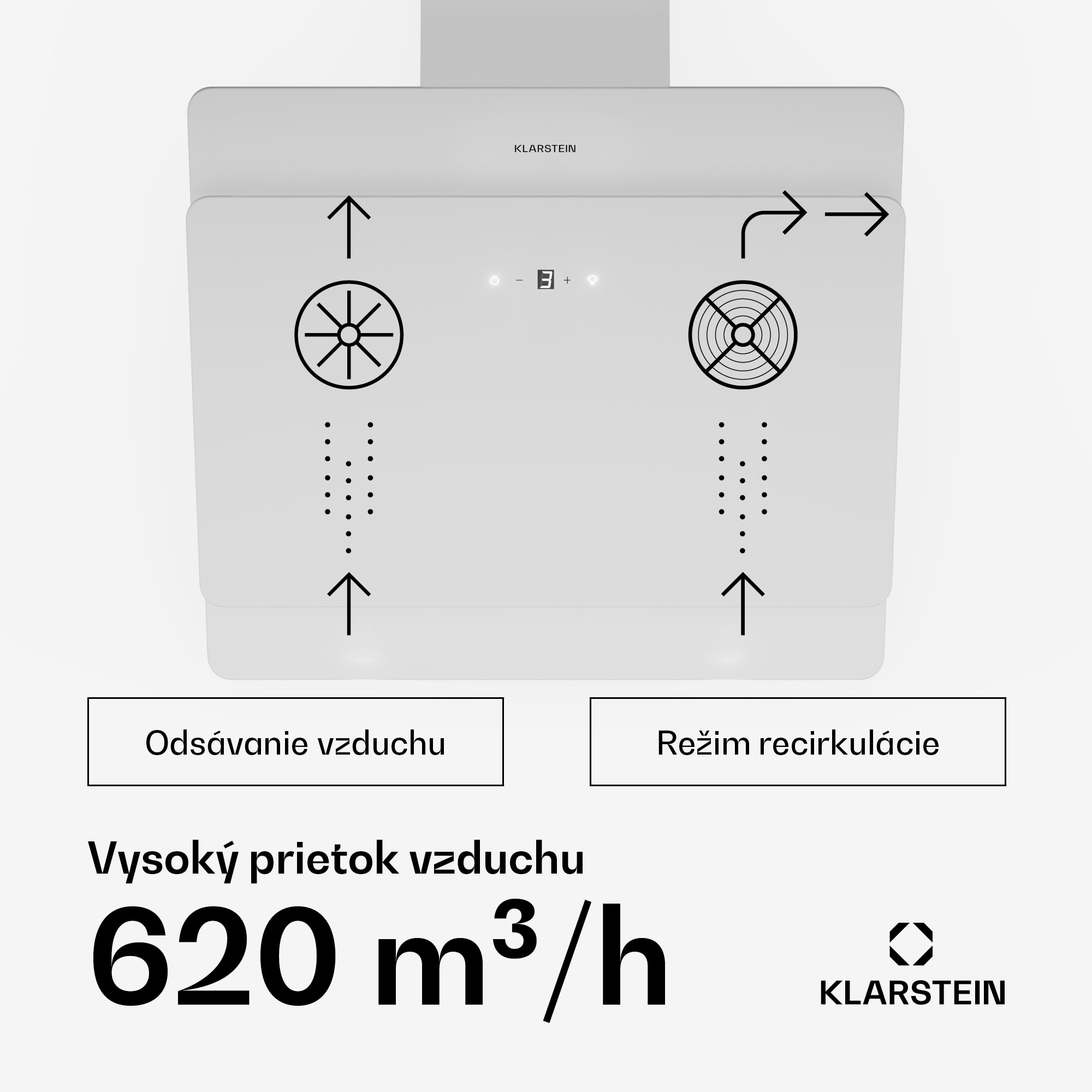 Klarstein Aurica 60, digestor, 60 cm, nástenný, 610 m³/h, LED, dotykové ovládanie, sklo, biely – Obrázok 2