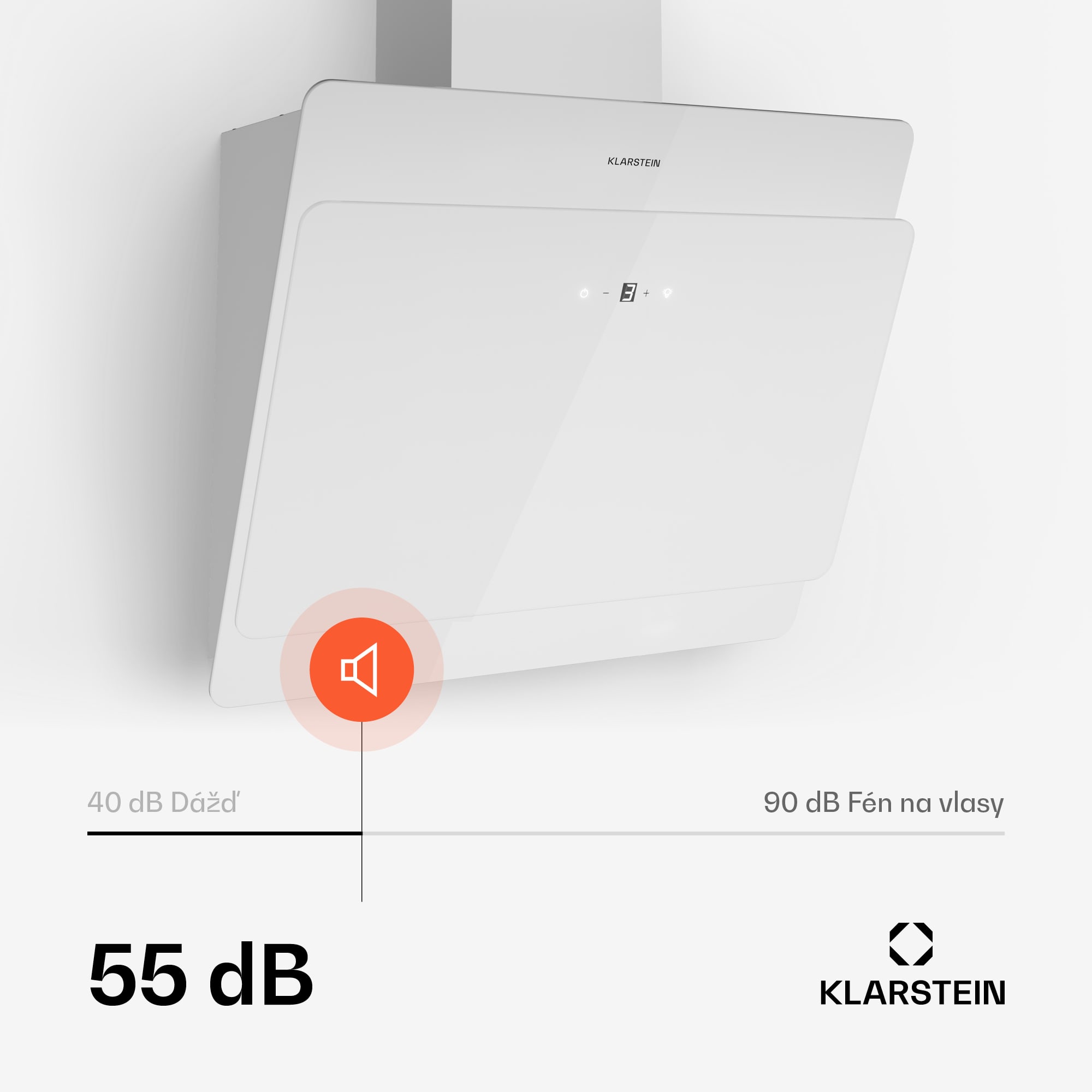 Klarstein Aurica 60, digestor, 60 cm, nástenný, 610 m³/h, LED, dotykové ovládanie, sklo, biely – Obrázok 3