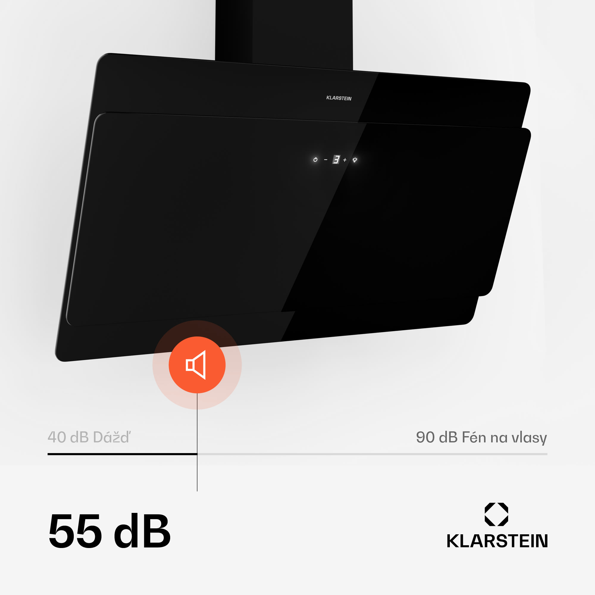 Klarstein Aurica 60, digestor, 60 cm, nástenný, 620 m³/h, LED, dotykové ovládanie, sklo, čierny – Obrázok 3