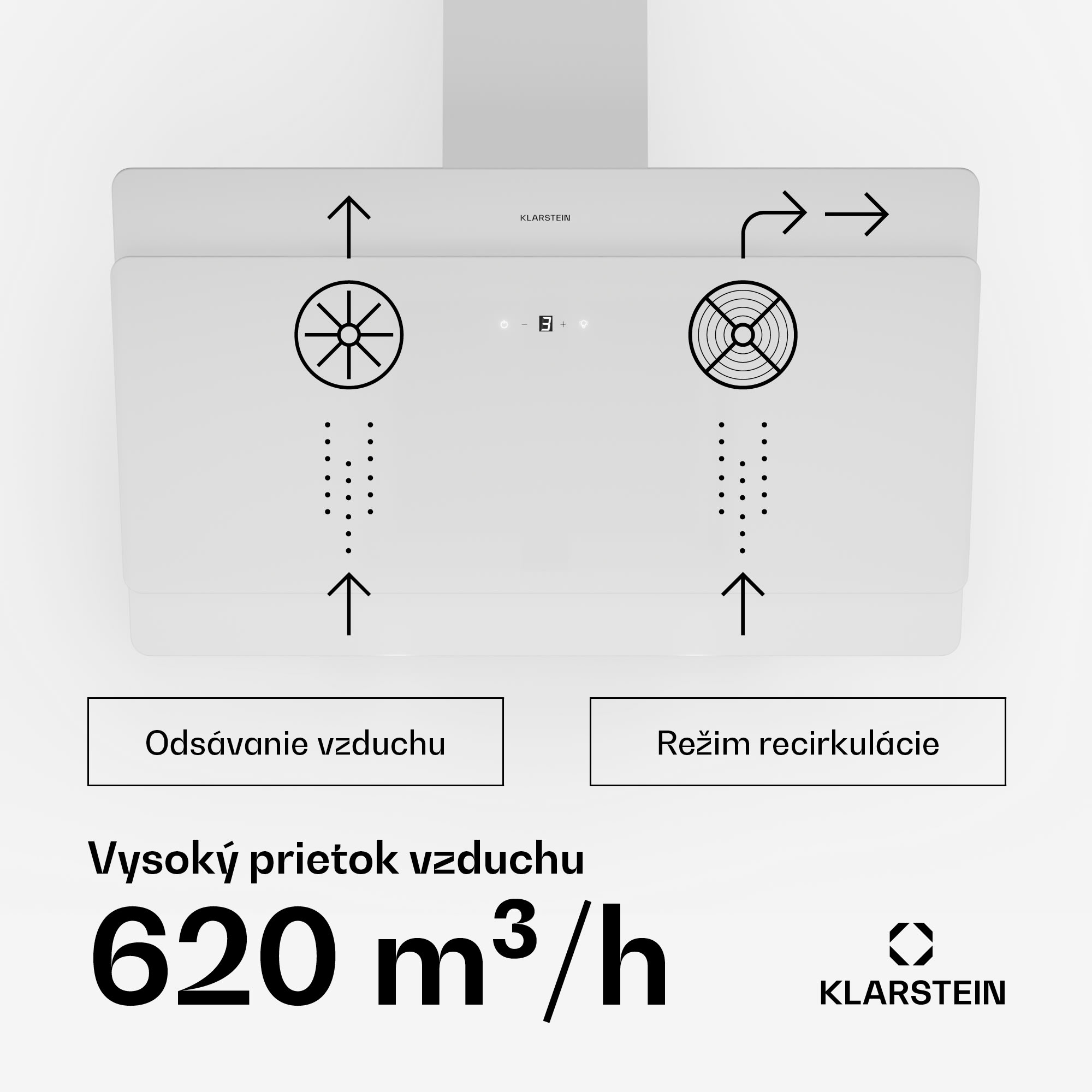 Klarstein Aurica 90, digestor, 90 cm, nástenný, 610 m³/h, LED, dotykové ovládanie, sklo, biely – Obrázok 2