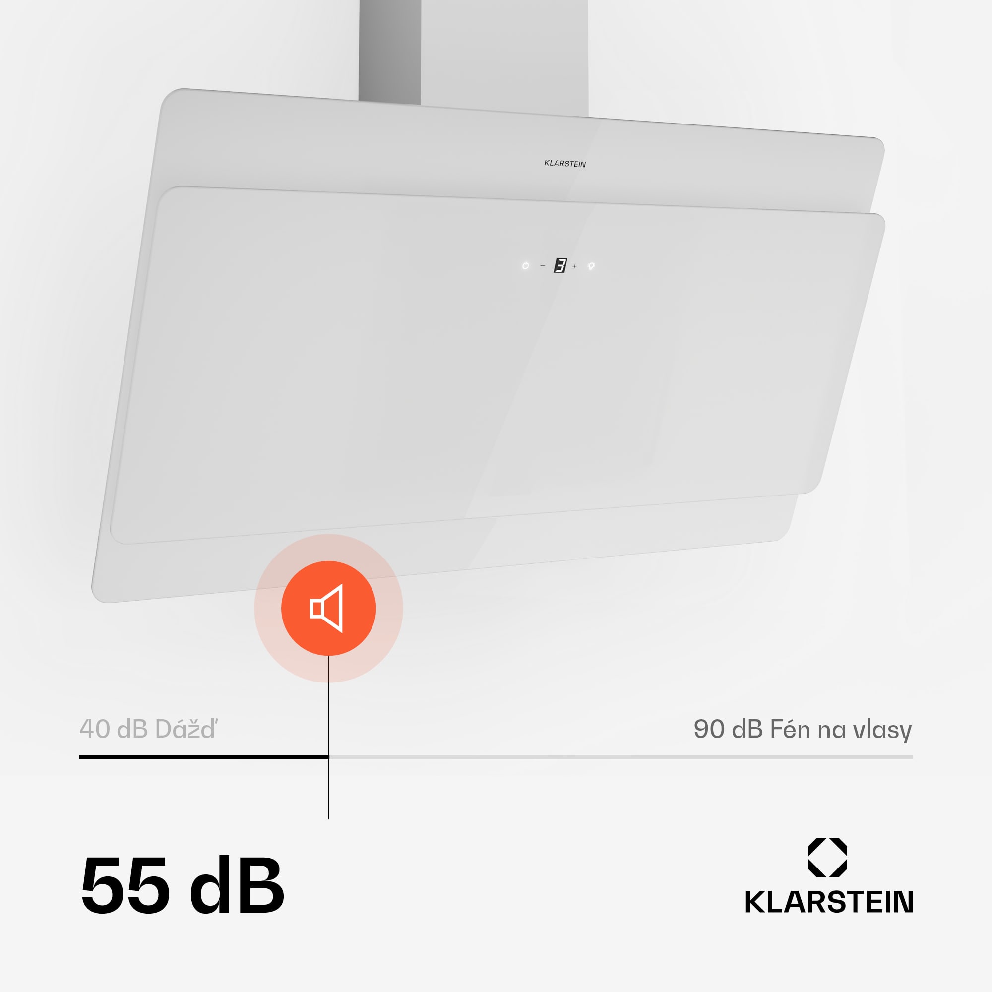 Klarstein Aurica 90, digestor, 90 cm, nástenný, 610 m³/h, LED, dotykové ovládanie, sklo, biely – Obrázok 3