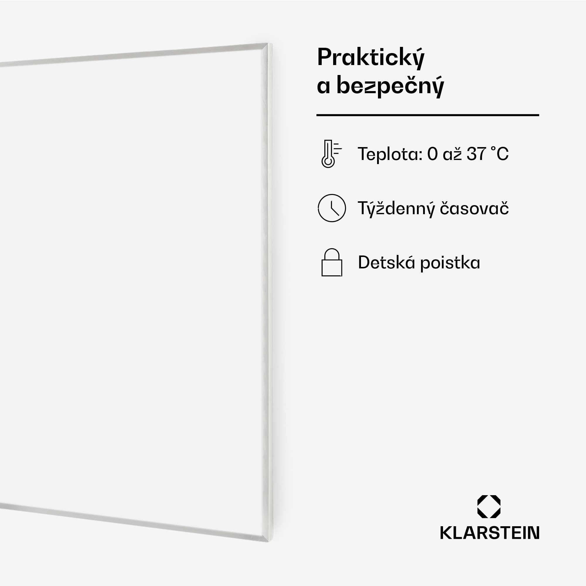 Klarstein Wonderwall 720 Smart, infračervený ohrievač, 120 x 60 cm, 720 W, týždenný časovač, IP24, biely – Obrázok 4