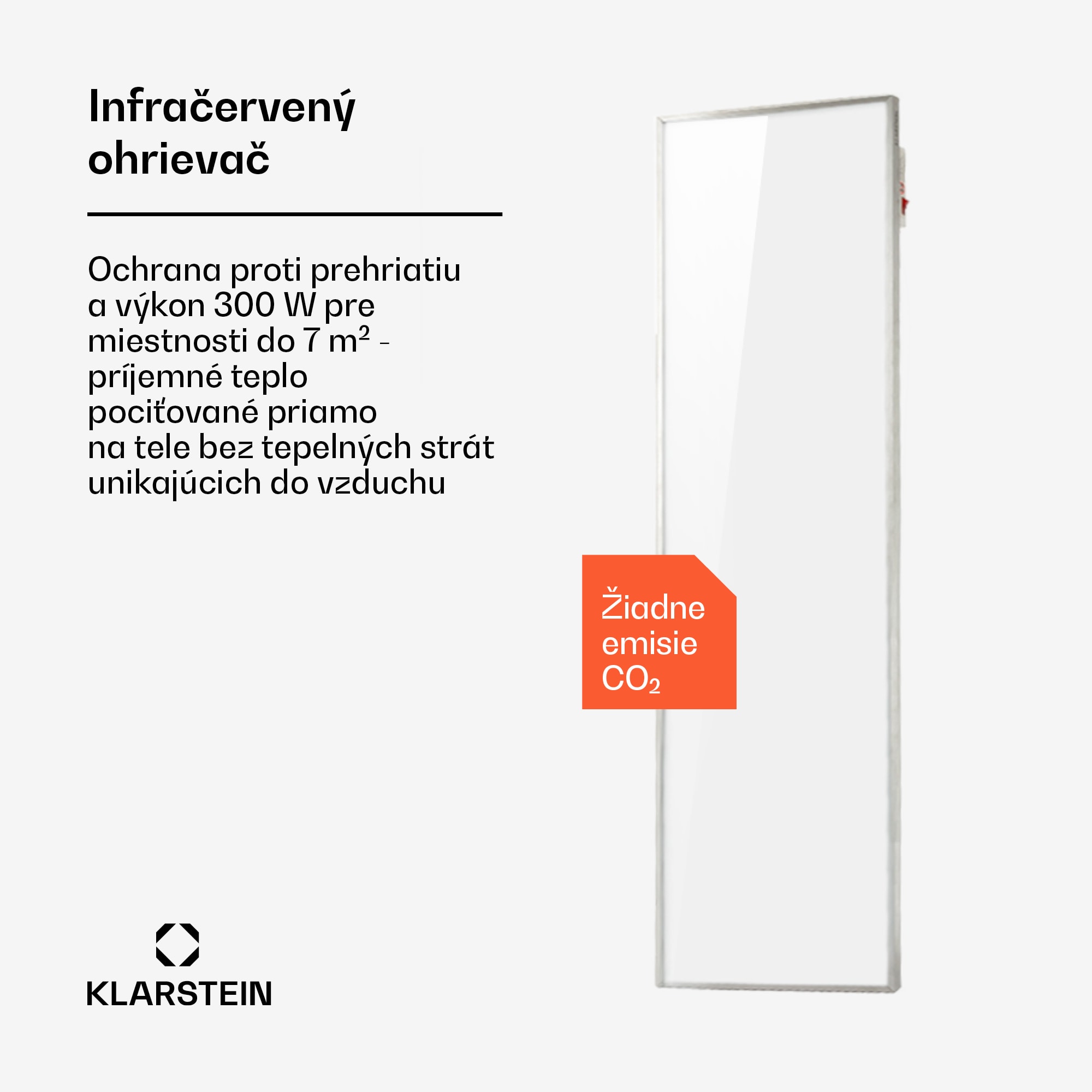 Klarstein Wonderwall 300 Smart, infračervený ohrievač, 30 x 100 cm, 300 W, týždenný časovač, IP24, biely – Obrázok 2