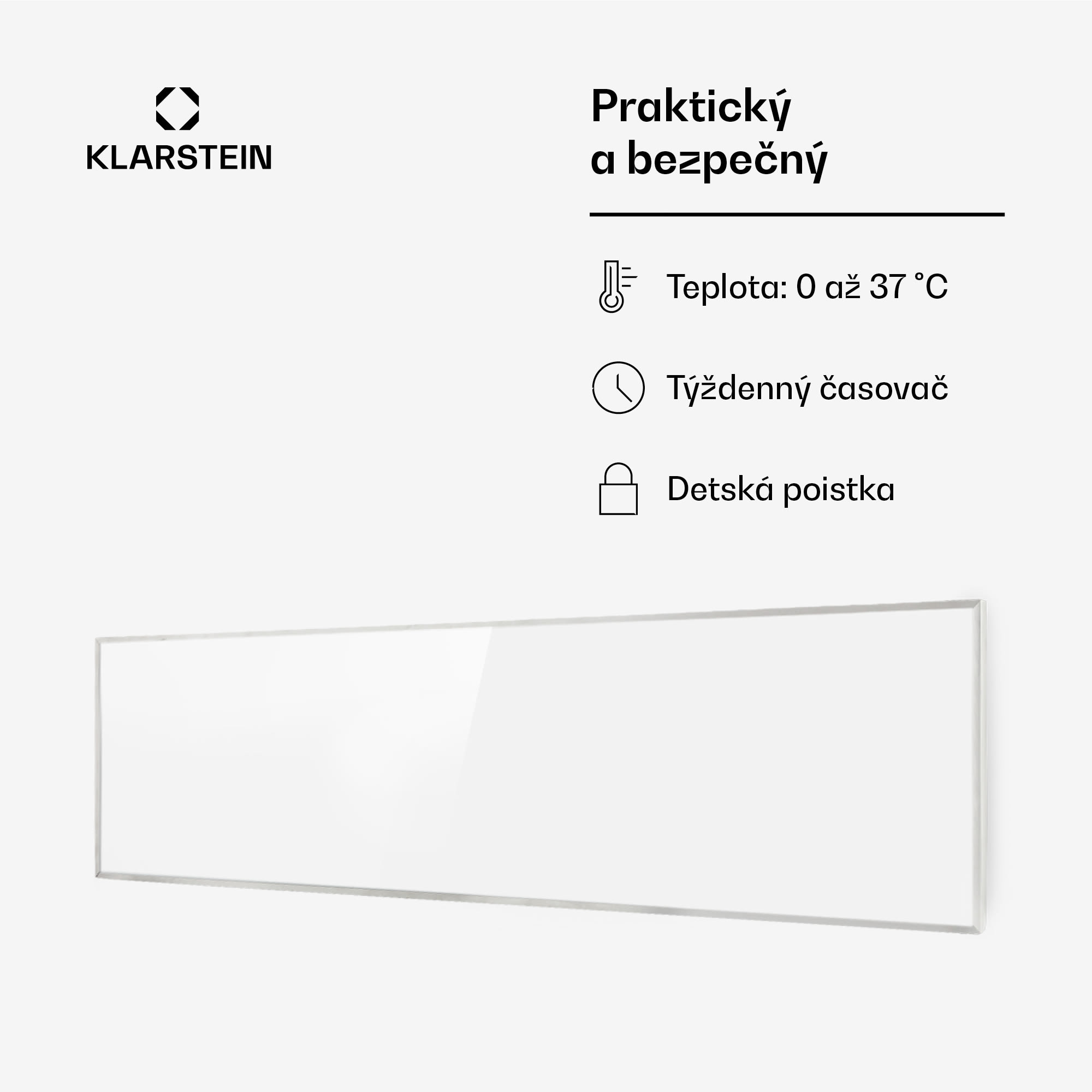 Klarstein Wonderwall 300 Smart, infračervený ohrievač, 30 x 100 cm, 300 W, týždenný časovač, IP24, biely – Obrázok 4