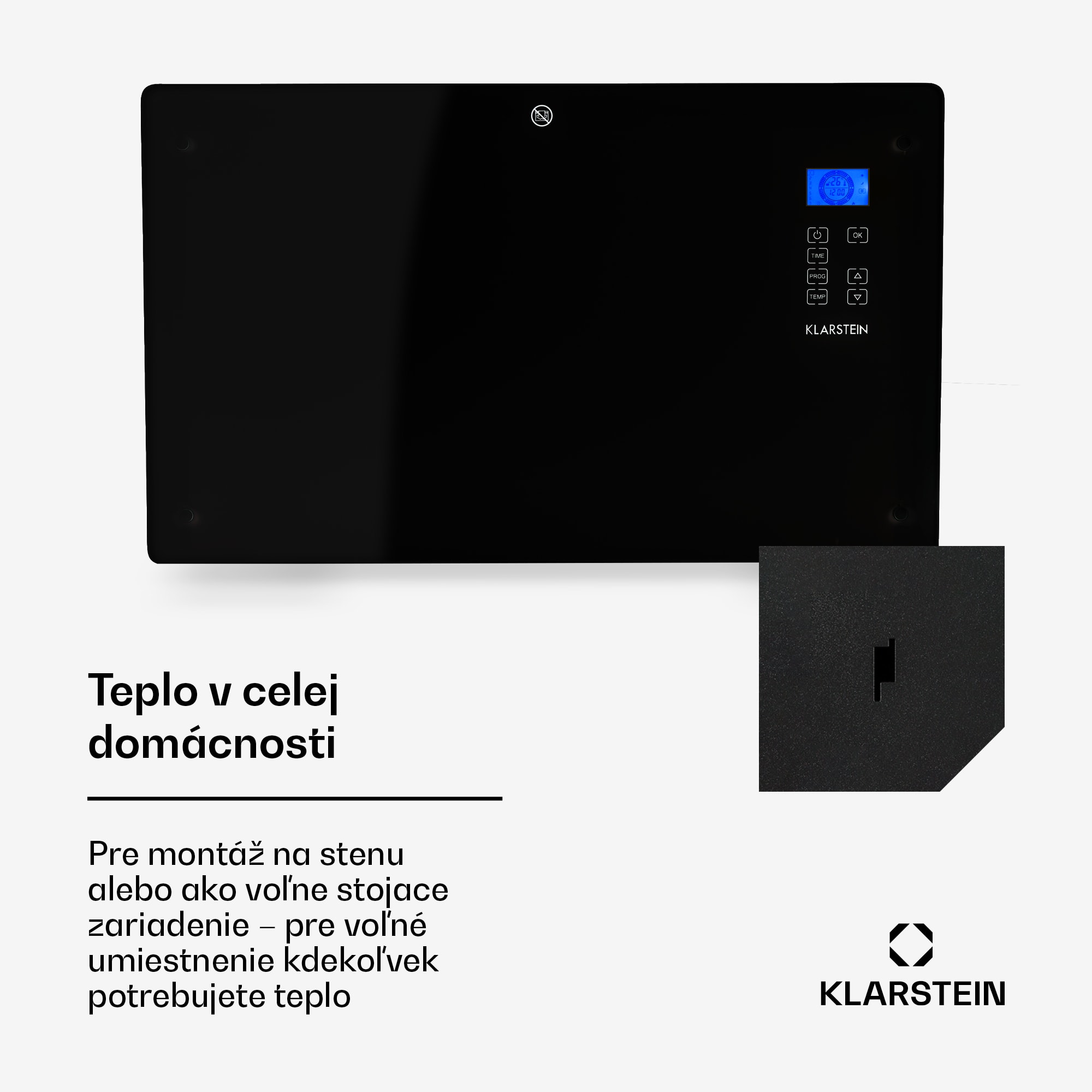 Klarstein Norderney, konvektor, 2000 W, termostat, časovač, 30 m², čierny – Obrázok 3