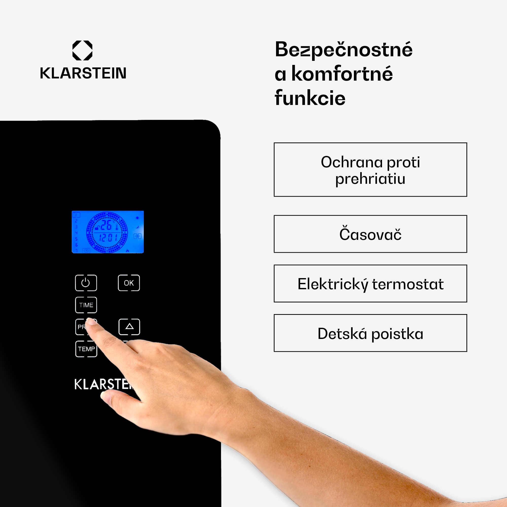 Klarstein Norderney, konvektor, 2000 W, termostat, časovač, 30 m², čierny – Obrázok 5