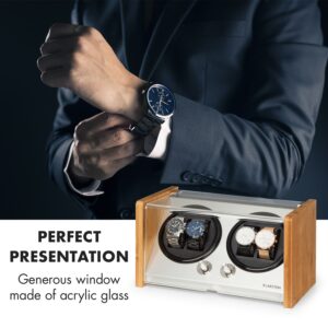 Klarstein Hanoi 4, naťahovač na hodinky, 4 hodiniek, 3 rýchlosti, 4 režimy, bambus