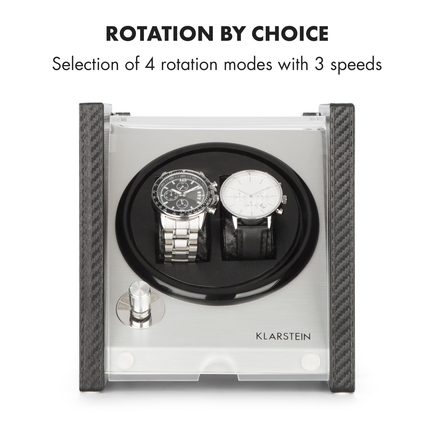 Klarstein Tokyo 2, naťahovač na hodinky, 2 hodiniek, 3 rýchlosti, 4 režimy, čierny – Obrázok 3