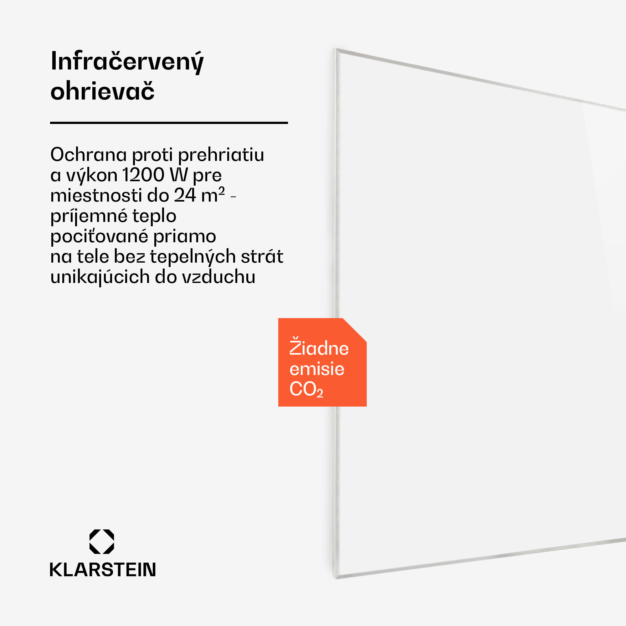 Klarstein Wonderwall 1200 Smart, infračervený ohrievač, 100 x 120 cm, 1200 W, týždenný časovač, IP24, biely – Obrázok 2