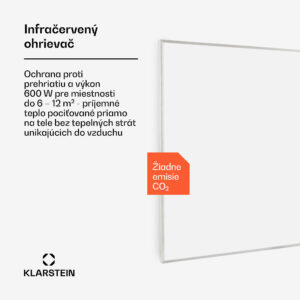 Klarstein Wonderwall 60, infračervený ohrievač, 60 x 100cm, 600 W, týždenný časovač, IP24