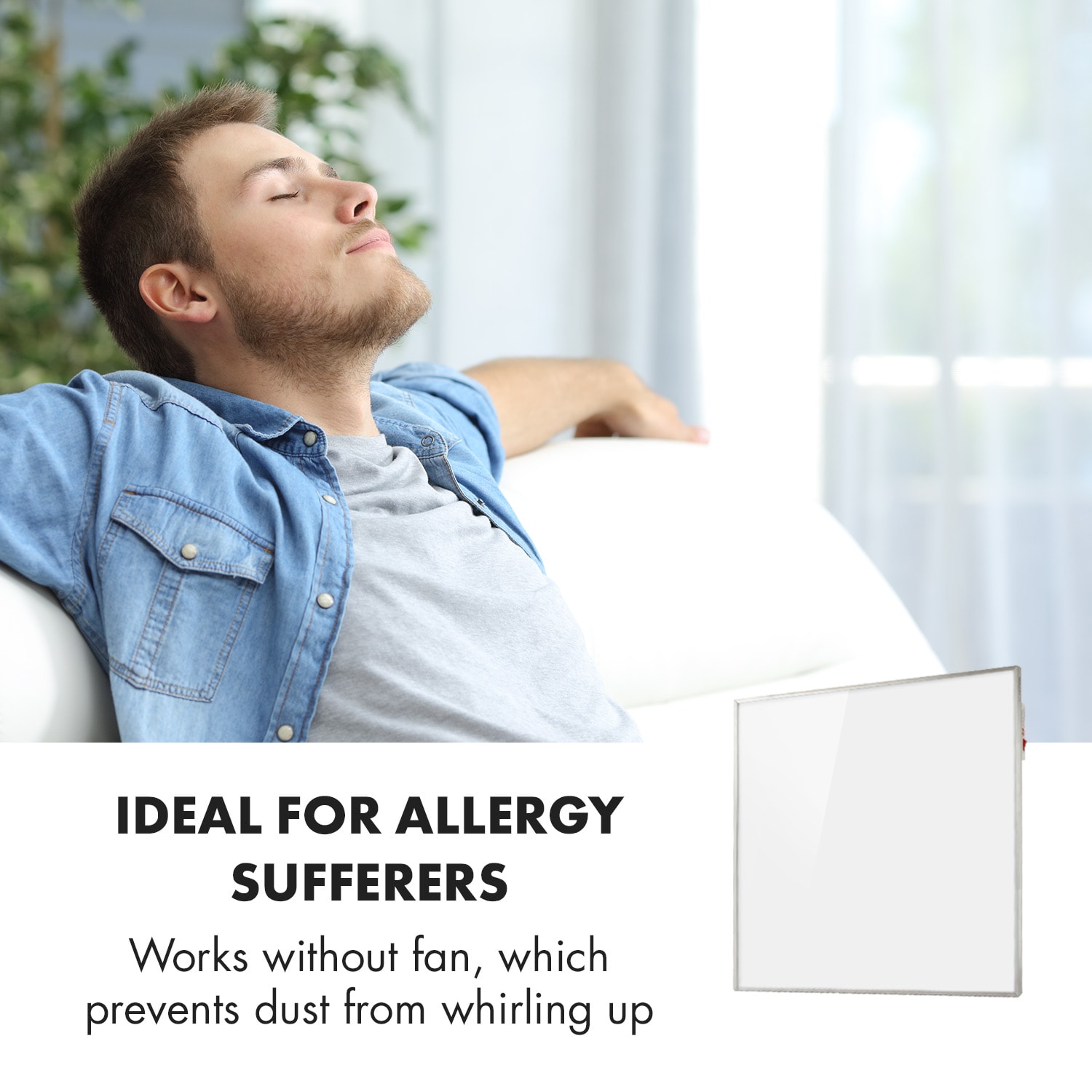 Klarstein Wonderwall 36, infračervený ohrievač, 60 x 60 cm, 360 W, týždenný časovač, IP24 – Obrázok 4