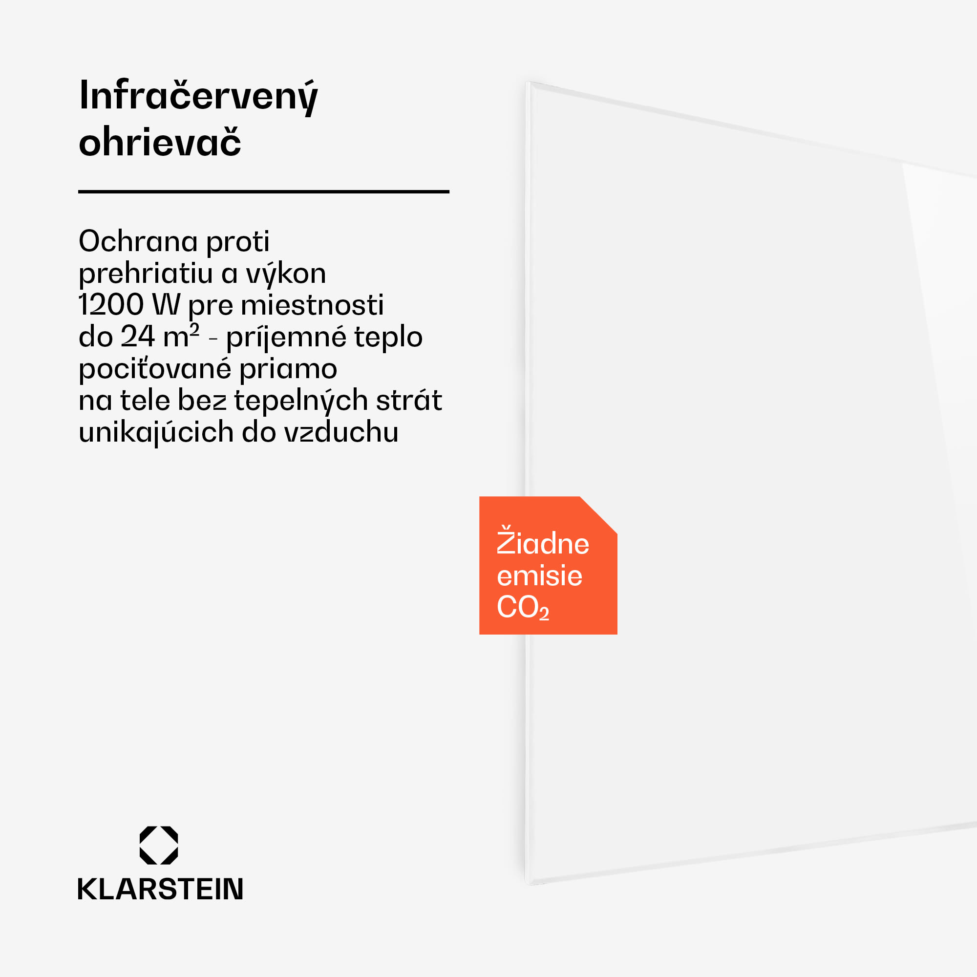 Klarstein Wonderwall 120, infračervený ohrievač, 120 x 100 cm, 1200 W, časovač, IP24