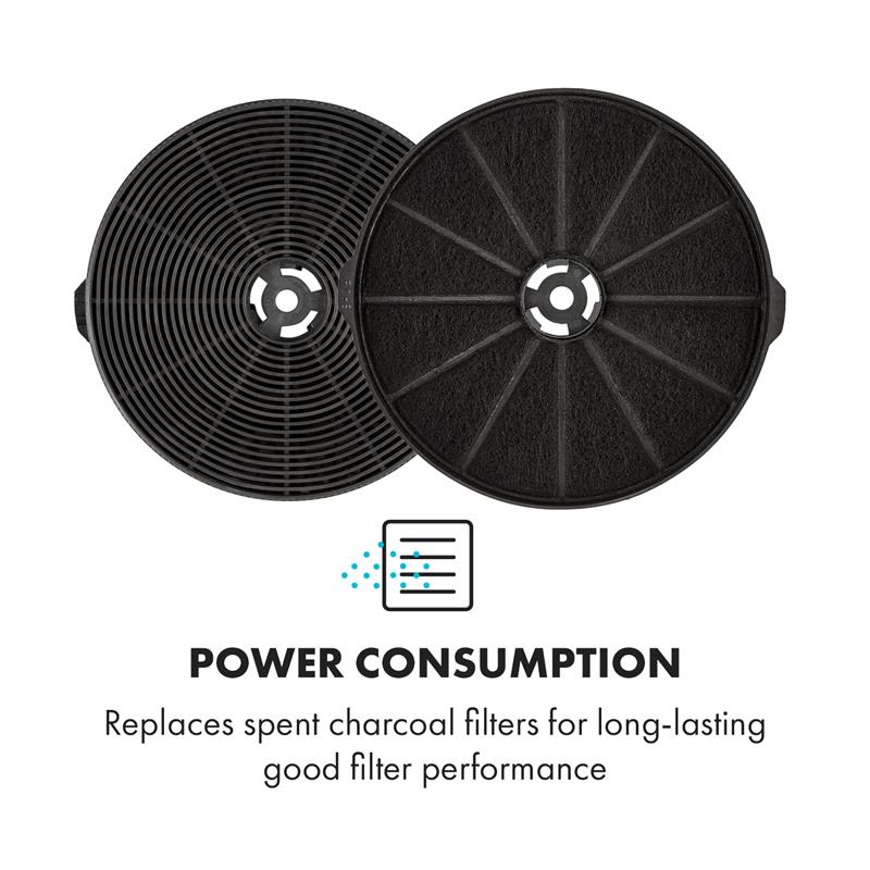 Klarstein Filter s aktívnym uhlím pre odsávače pár, 2 filtre, režim recirkulácie, Ø18,5 cm – Obrázok 2