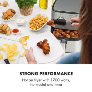 Klarstein AeroVital, teplovzdušná fritéza, 1700 W, 5,4 l, časovač, nehrdzavejúca oceľ, strieborná