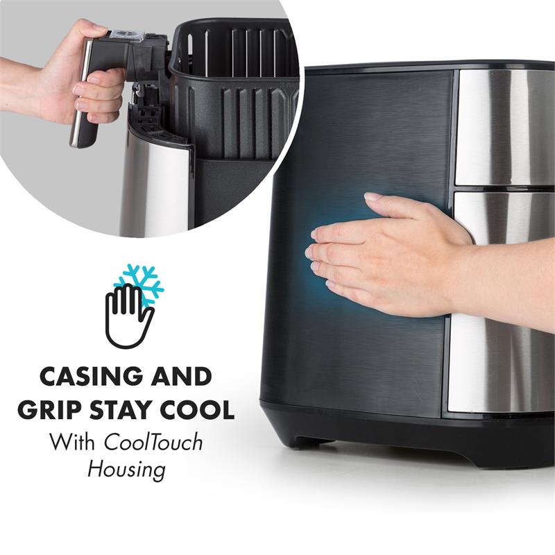 Klarstein AeroVital, teplovzdušná fritéza, 1700 W, 5,4 l, časovač, nehrdzavejúca oceľ, strieborná – Obrázok 5