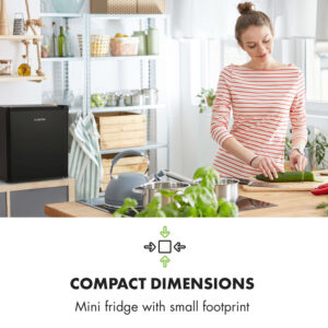 Klarstein Snoopy Eco, mini chladnička, mraziaci priečinok, 41 l, energet. trieda F, 39 dB, čierna