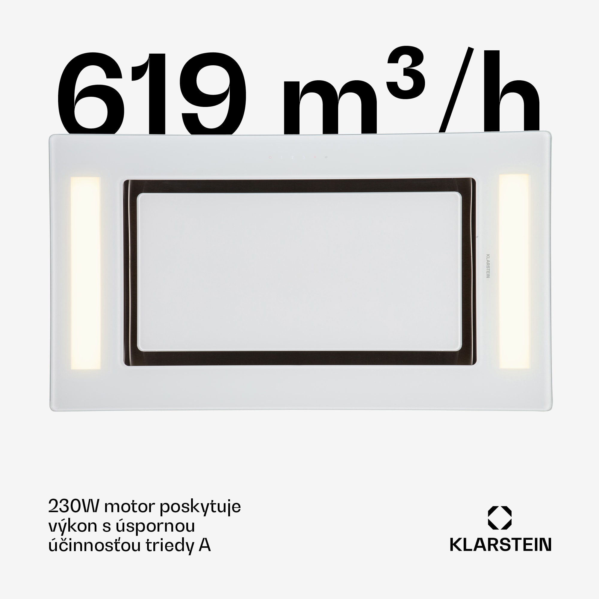 Klarstein Remy, digestor, 90 cm, stropný, 620 m³/h, diaľkové ovládanie, biely – Obrázok 3