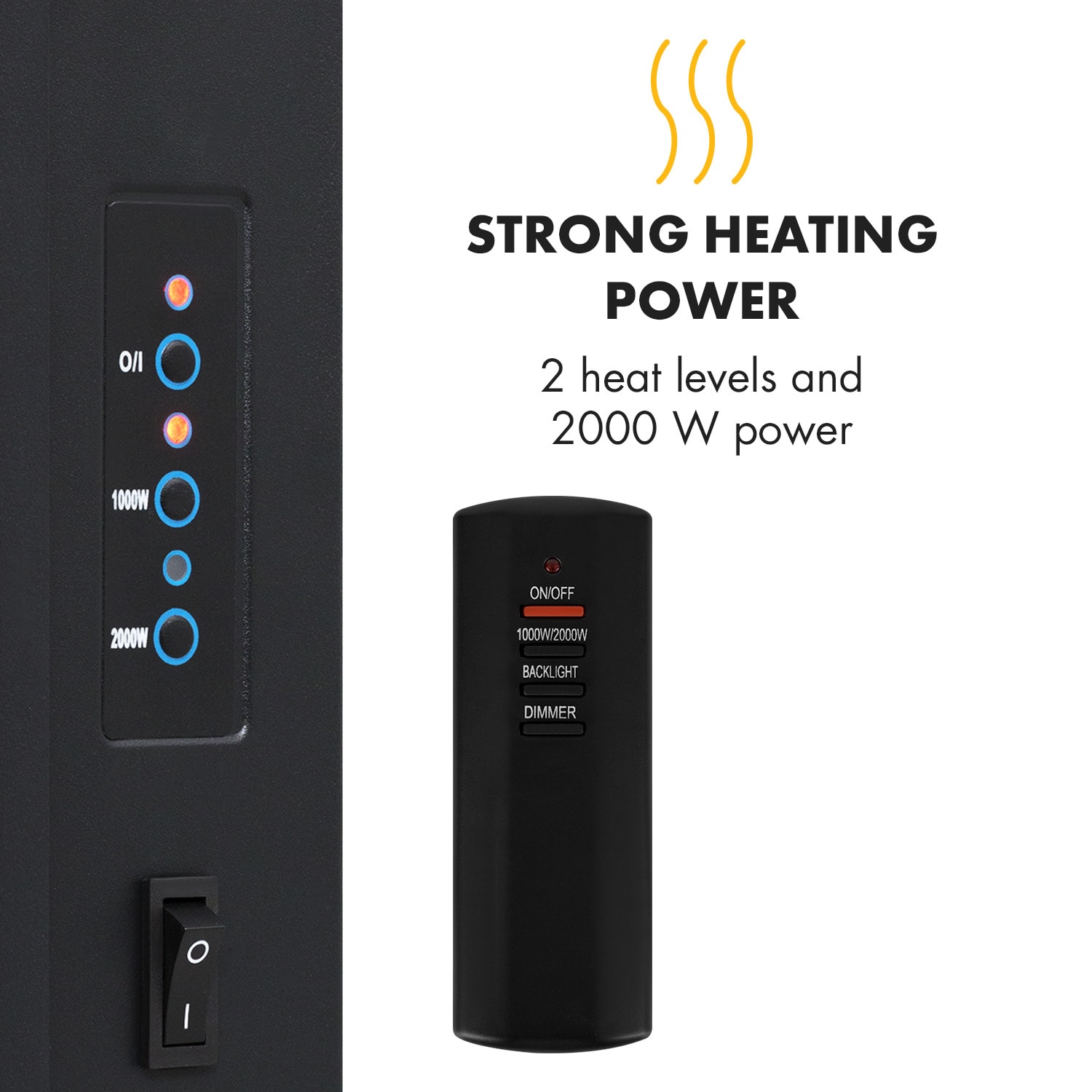 Klarstein Lausanne Vertical, elektrický krb, 2000 W, týždenný časovač, biely – Obrázok 3