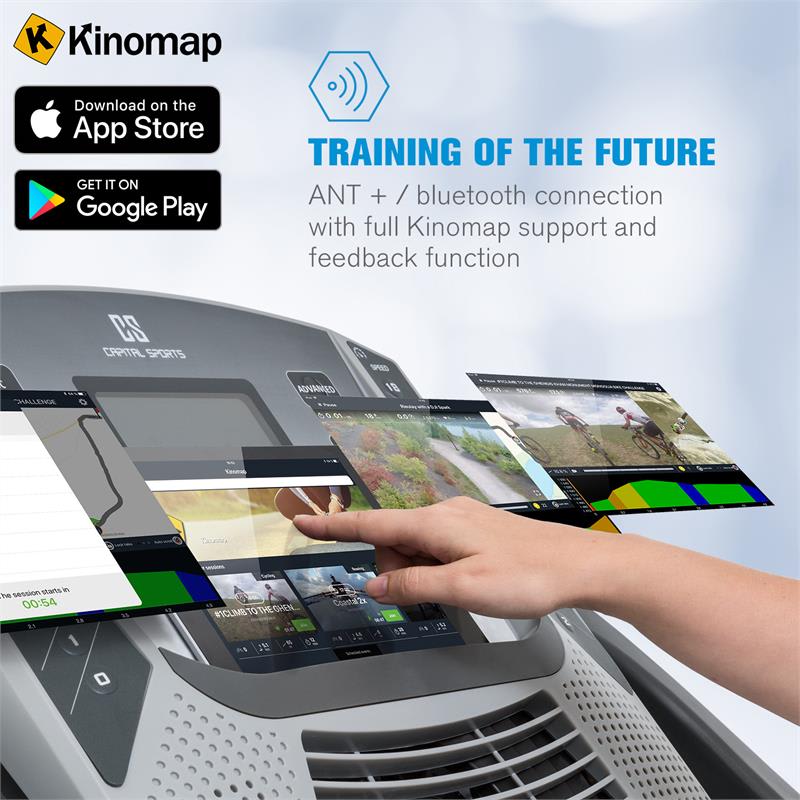 Capital Sports Infinity Pro 2.0, bežecký pás, 6,5 HP, BT/ANT+, aplikácia Kinomap, LCD – Obrázok 2