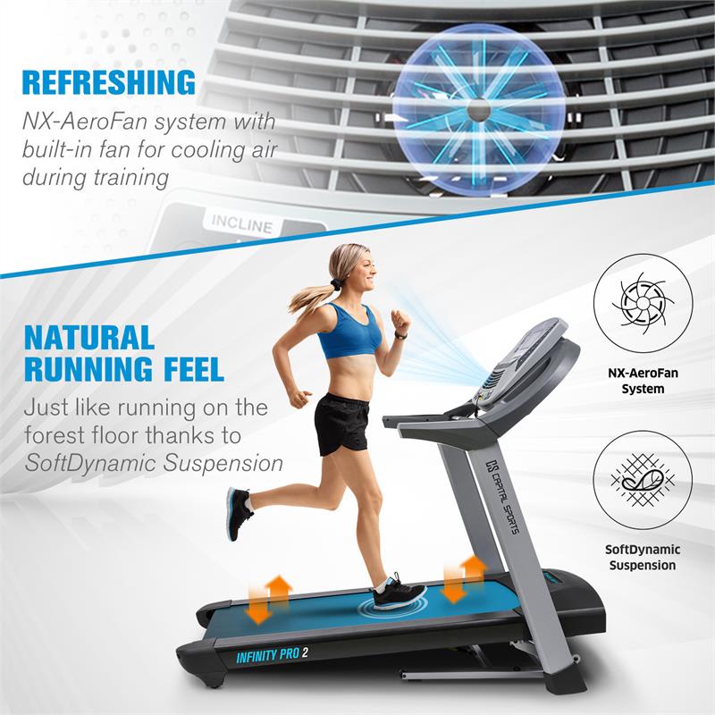 Capital Sports Infinity Pro 2.0, bežecký pás, 6,5 HP, BT/ANT+, aplikácia Kinomap, LCD – Obrázok 4