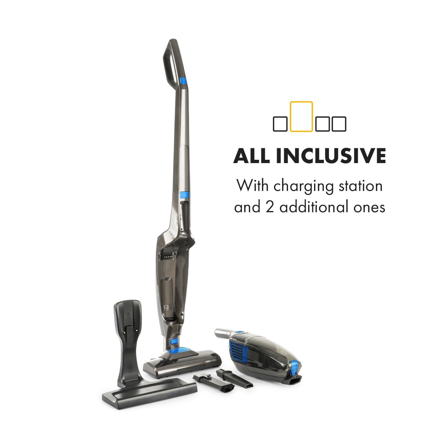 Klarstein TurboHybrid, vysávač, podlahový a ručný vysávač, antracitovo/modrý – Obrázok 2