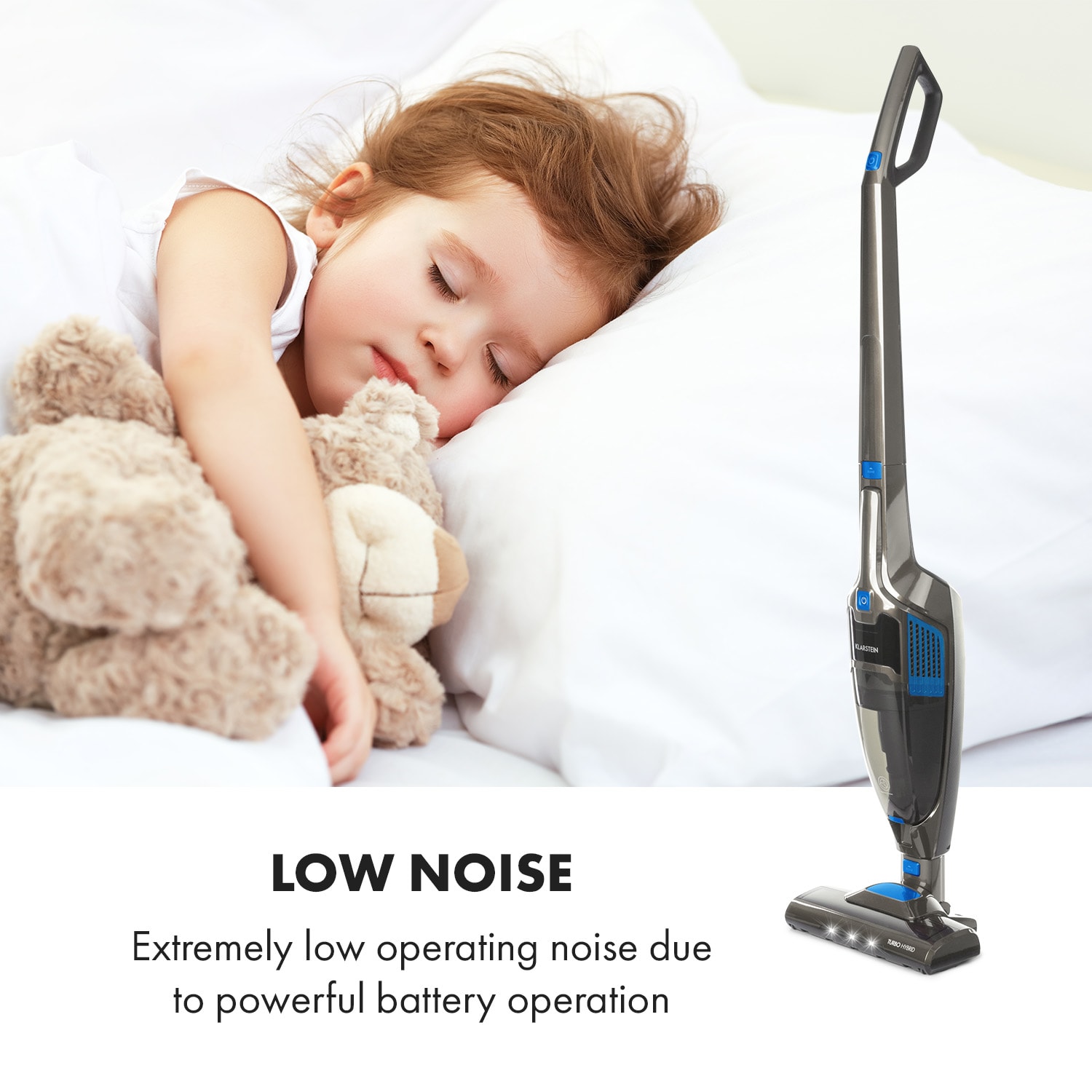 Klarstein TurboHybrid, vysávač, podlahový a ručný vysávač, antracitovo/modrý – Obrázok 4
