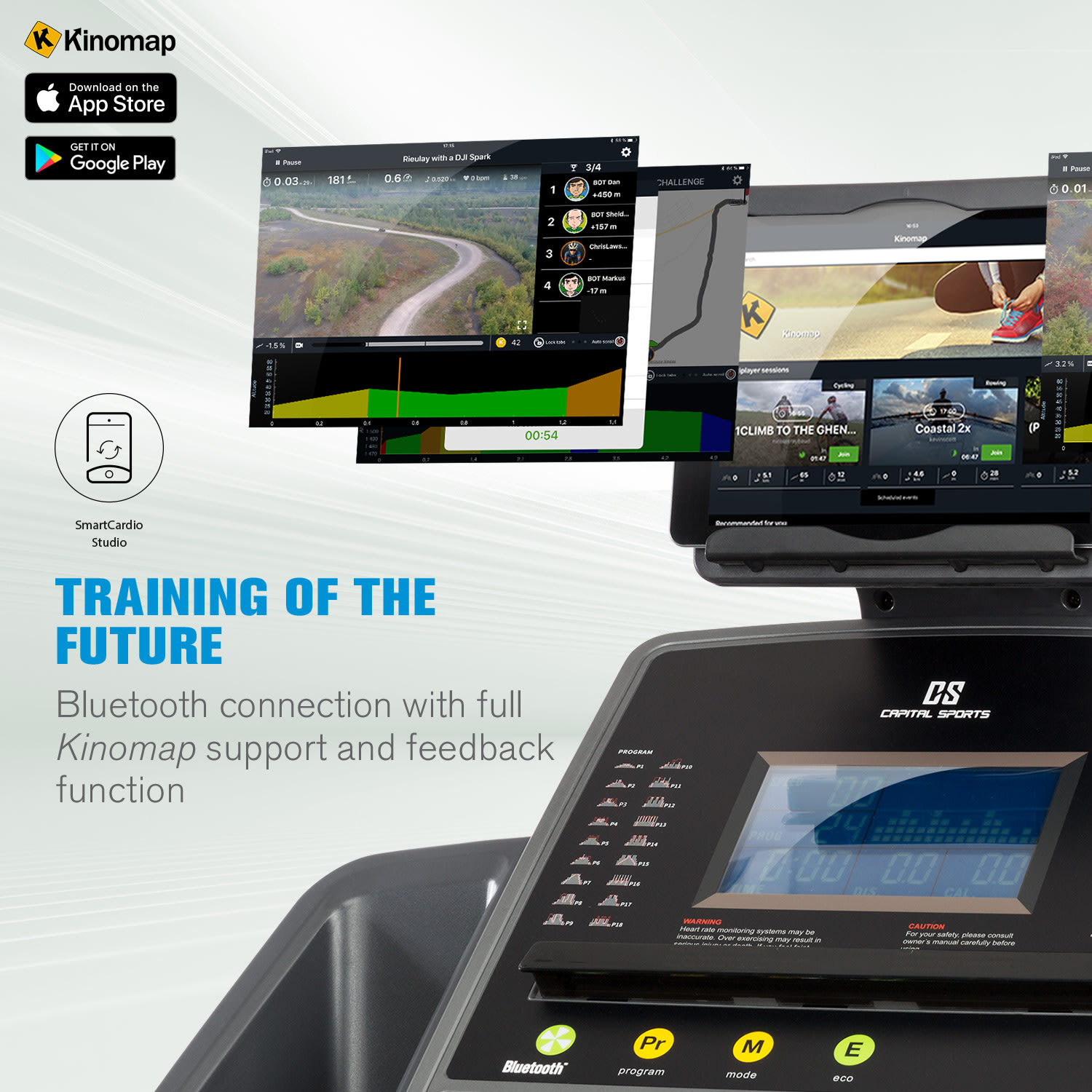 Capital Sports Infinity Pro 4.0, bežecký pás, 7 HP, BT, aplikácia Kinomap, LCD – Obrázok 3