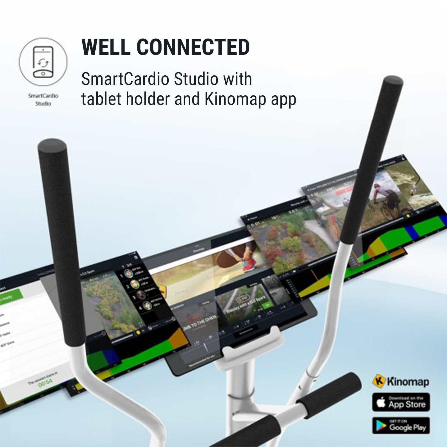 KLARFIT Myon Cross, eliptický trenažér, záťažové koleso 12 kg, SilentBelt System – Obrázok 3