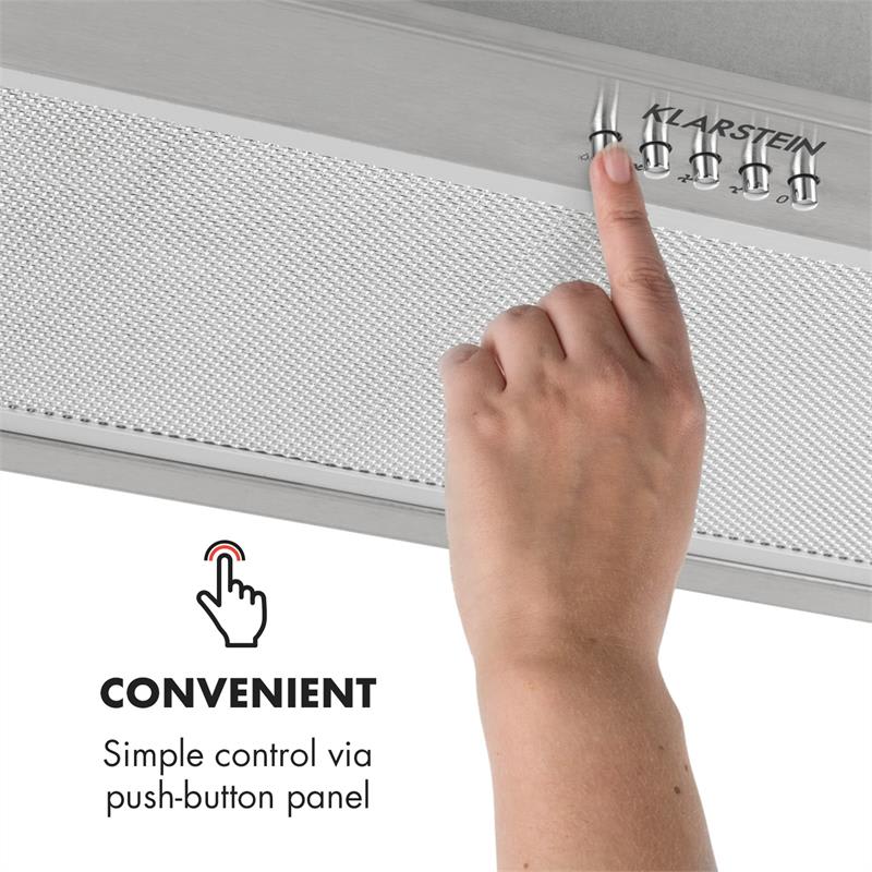 Klarstein Down Under 60, digestor, 60 cm, vstavaný, 590 m³/h, LED, nehrdzavejúca oceľ – Obrázok 4