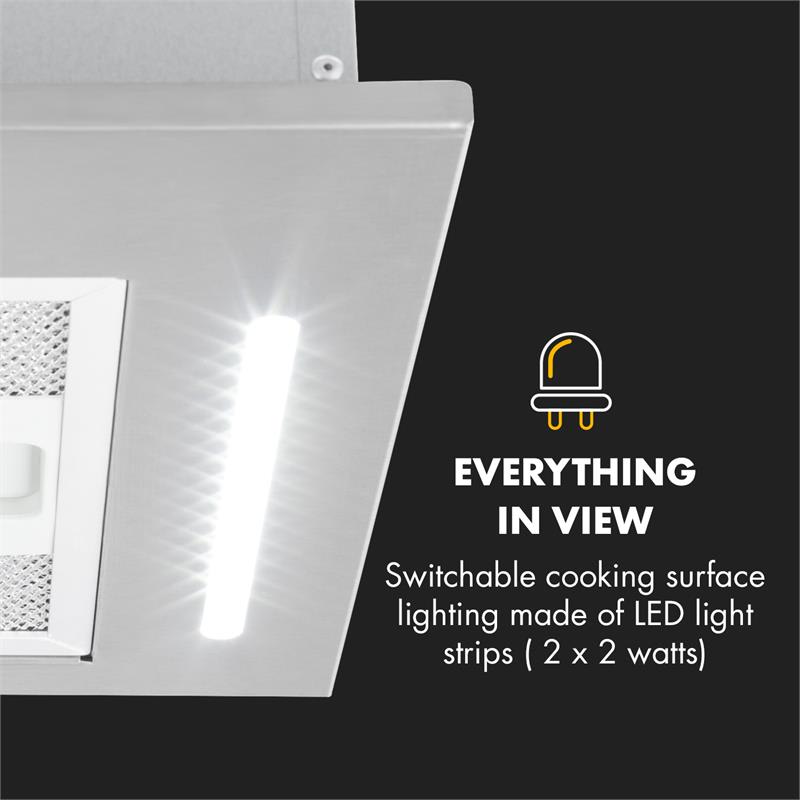 Klarstein Down Under 60, digestor, 60 cm, vstavaný, 590 m³/h, LED, nehrdzavejúca oceľ – Obrázok 5