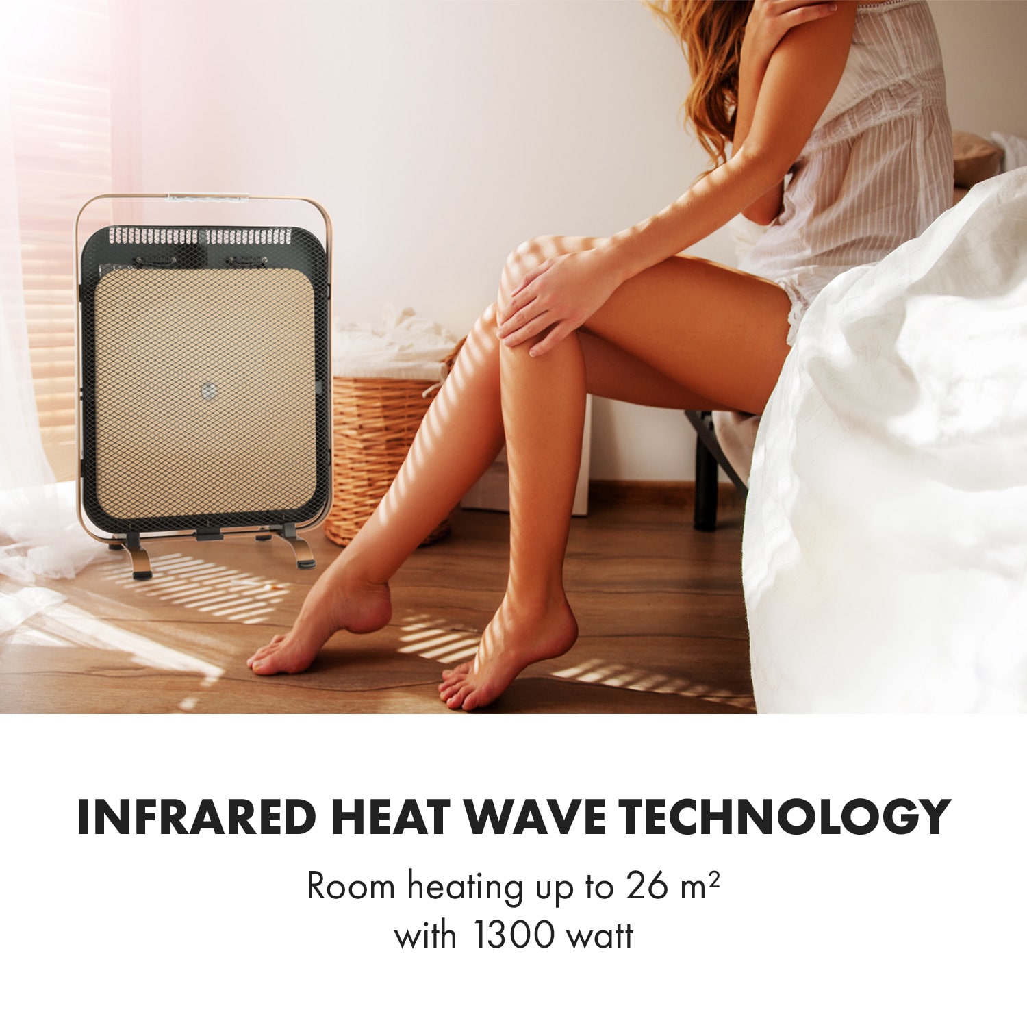 Klarstein HeatPal Marble Blackline, infračervený ohrievač, 1300 W, mramor, hliník – Obrázok 4