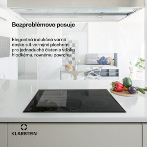 Klarstein Delicatessa 60 Hybrid, vstavaná indukčná varná doska, 7000 W, 4 zóny, čierna