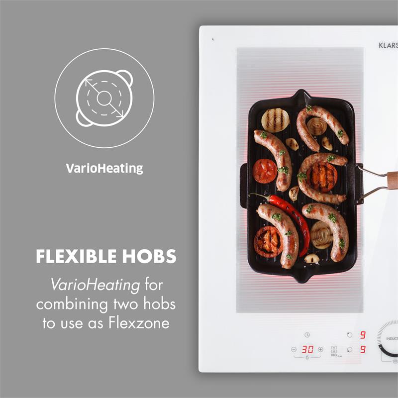 Klarstein Delicatessa 60, vstavaná indukčná varná doska, 7000 W, 4 zóny, sklokeramika, časovač – Obrázok 2