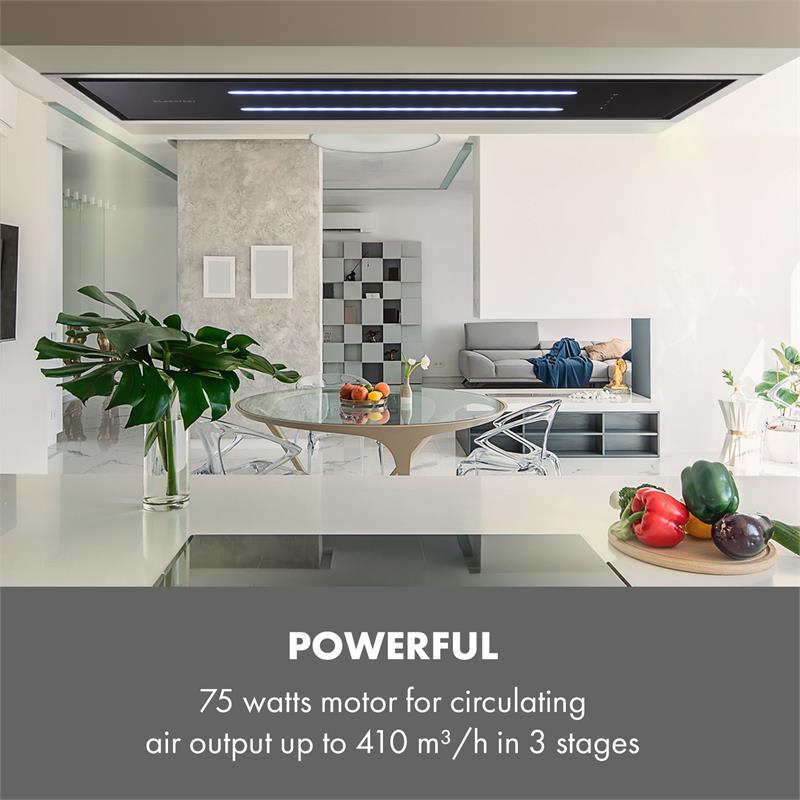 Klarstein High Line, digestor, 77 cm, stropný, 410 m³/h, ďiaľkové ovládanie, čierny