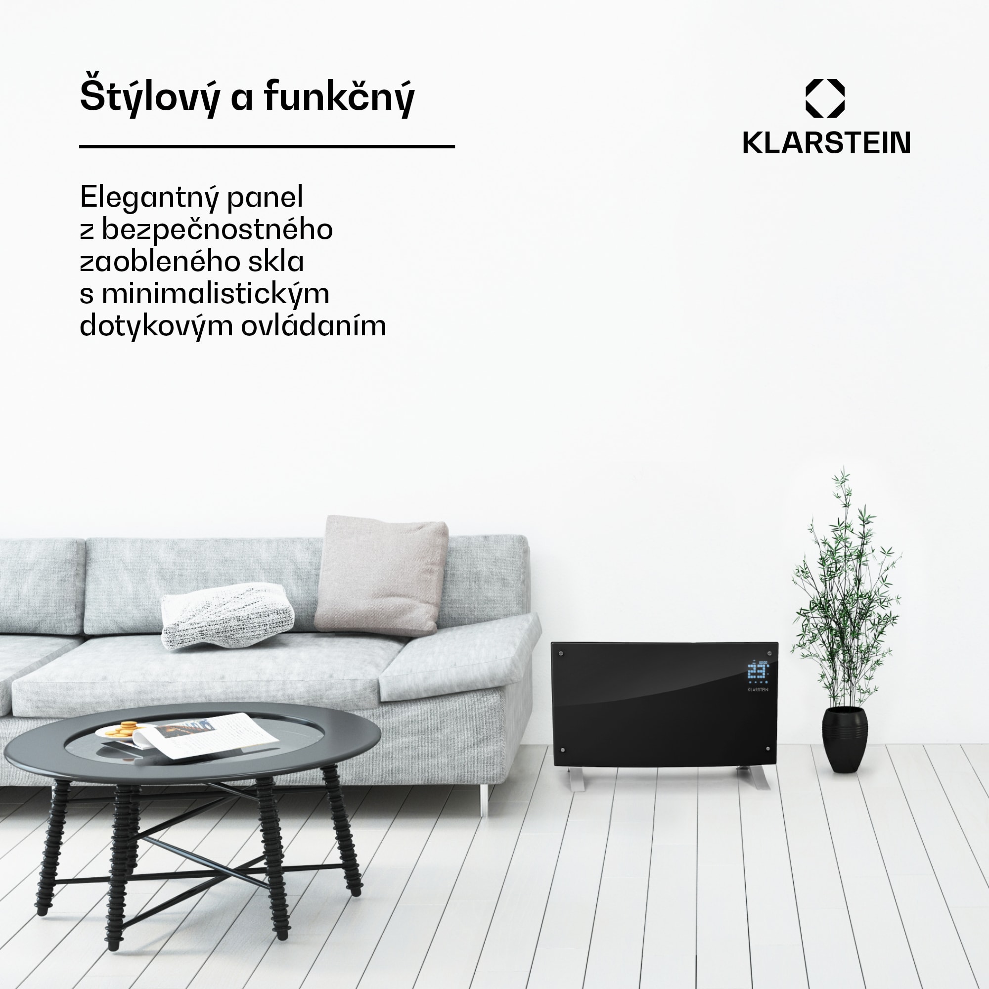 Klarstein Bornholm Curved Ambient, konvektor, 1000/2000 W, čierny – Obrázok 2