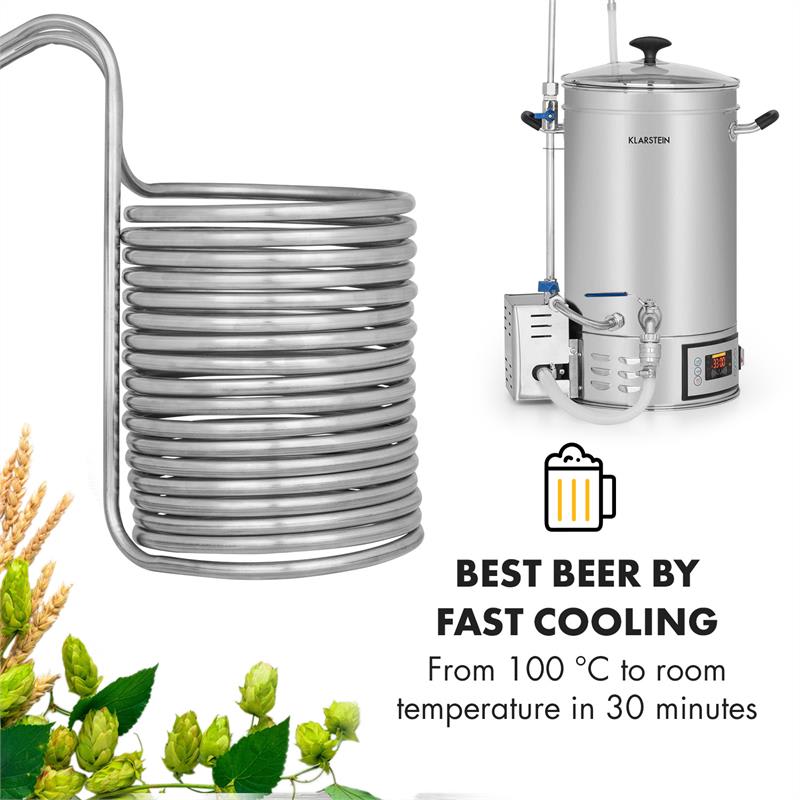 Klarstein Chiller 12, ponorný chladič, sladový chladič, Ø 21,5 cm, 18 závitov, nehrdzavejúca oceľ