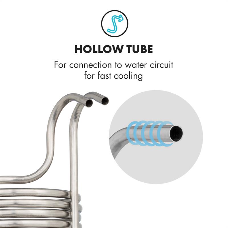 Klarstein Chiller 12, ponorný chladič, sladový chladič, Ø 21,5 cm, 18 závitov, nehrdzavejúca oceľ – Obrázok 3