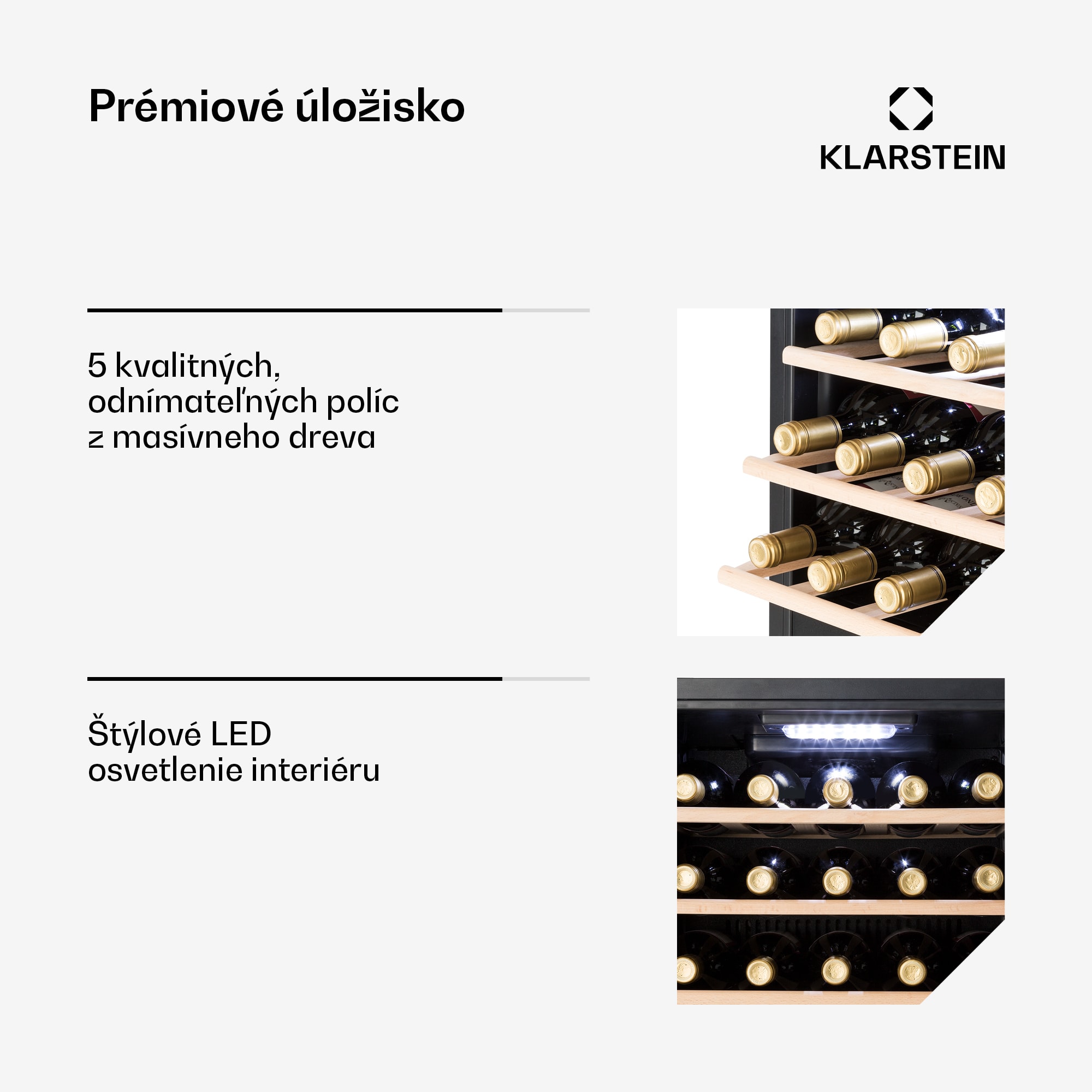 Klarstein Vinamour 29D, vinotéka, 2 zóny, 80 l, 29 fliaš, 5-22°C, dotykové ovládanie – Obrázok 4